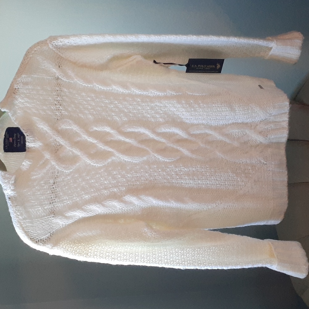 US Polo Association women's size large marshmallow acrylic crew neck swe…
